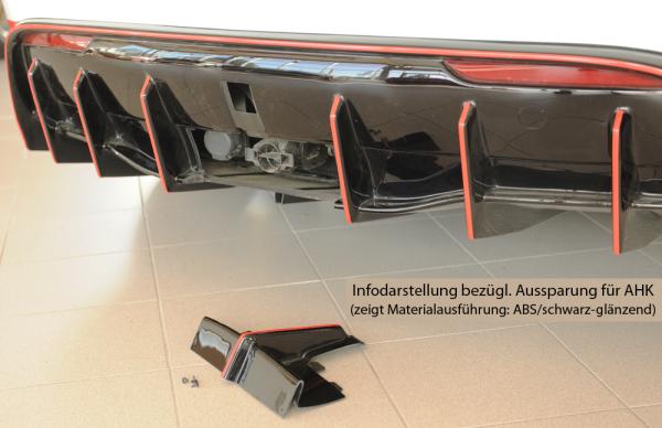 Rieger Heckeinsatz für originale Heckschürze für Tesla Model Y (ab 03/2020, alle Modelle inkl. Performance, mit Anhängekupplung) – ABS schwarz-matt (Finish), inkl. Gutachten