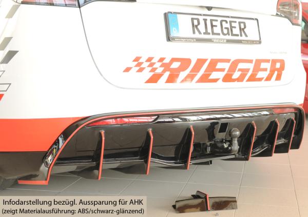 Rieger Heckeinsatz für originale Heckschürze für Tesla Model Y (ab 03/2020, alle Modelle inkl. Performance, mit Anhängekupplung) – ABS schwarz-matt (Finish), inkl. Gutachten