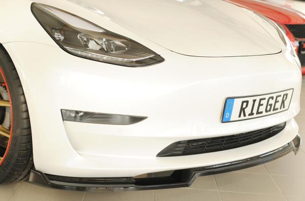 Rieger Spoilerschwert für originale Frontschürze für Tesla Model 3 (06/2018–09/2023, alle Modelle inkl. Performance) – ABS schwarz glänzend, inkl. ABE