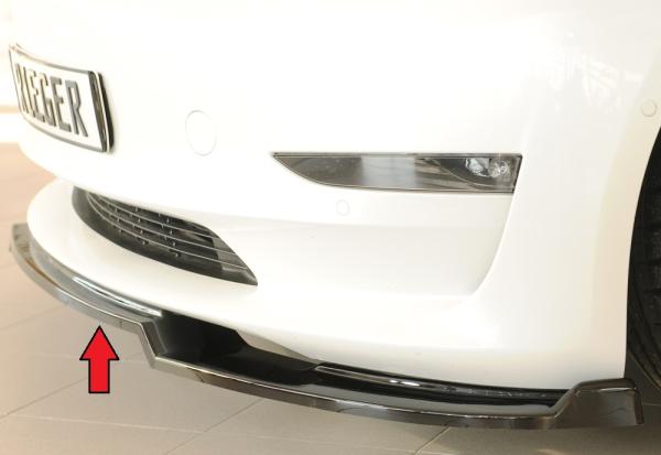 Rieger Spoilerschwert für originale Frontschürze für Tesla Model 3 (06/2018–09/2023, alle Modelle inkl. Performance) – ABS schwarz glänzend, inkl. ABE