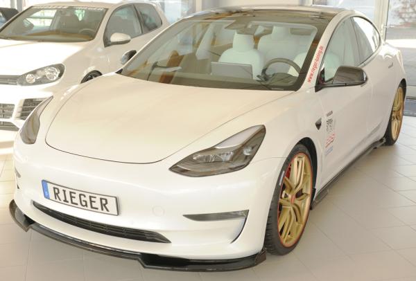 Rieger Spoilerschwert für originale Frontschürze für Tesla Model 3 (06/2018–09/2023, alle Modelle inkl. Performance) – ABS schwarz glänzend, inkl. ABE