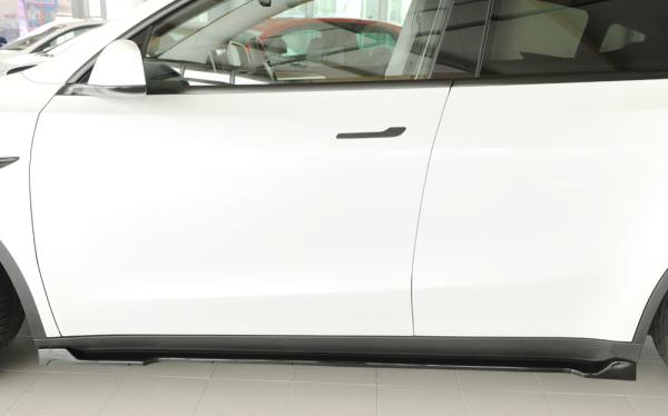 Rieger Seitenschwelleransatz links für originale Seitenschweller für Tesla Model Y (ab 03/2020, alle Modelle inkl. Performance) – ABS schwarz glänzend, inkl. Gutachten