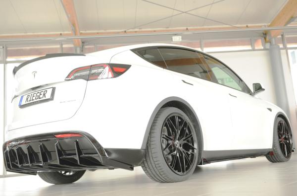 Rieger Heckeinsatz für originale Heckschürze für Tesla Model Y (ab 03/2020, alle Modelle inkl. Performance, mit Anhängekupplung) – ABS schwarz glänzend, inkl. Gutachten