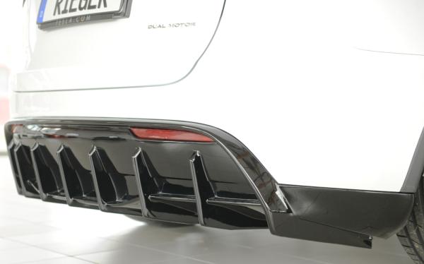 Rieger Heckeinsatz für originale Heckschürze für Tesla Model Y (ab 03/2020, alle Modelle inkl. Performance, mit Anhängekupplung) – ABS schwarz glänzend, inkl. Gutachten