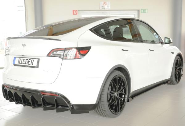 Rieger Heckeinsatz für originale Heckschürze für Tesla Model Y (ab 03/2020, alle Modelle inkl. Performance, mit Anhängekupplung) – ABS schwarz glänzend, inkl. Gutachten