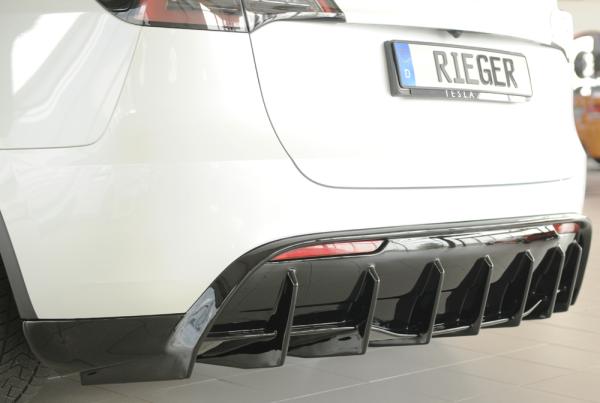 Rieger Heckeinsatz für originale Heckschürze für Tesla Model Y (ab 03/2020, alle Modelle inkl. Performance, mit Anhängekupplung) – ABS schwarz glänzend, inkl. Gutachten