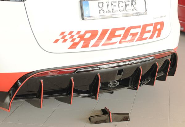 Rieger Heckeinsatz für originale Heckschürze für Tesla Model Y (ab 03/2020, alle Modelle inkl. Performance, mit Anhängekupplung) – ABS schwarz glänzend, inkl. Gutachten