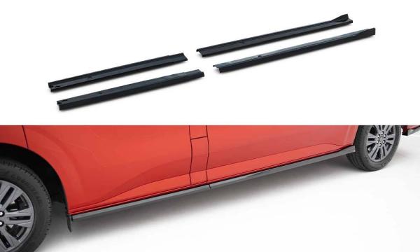 Maxton Design Seitenschweller Ansatz für Ford Transit Custom L2 / Tourneo Custom L2 Mk2 schwarz Hochglanz