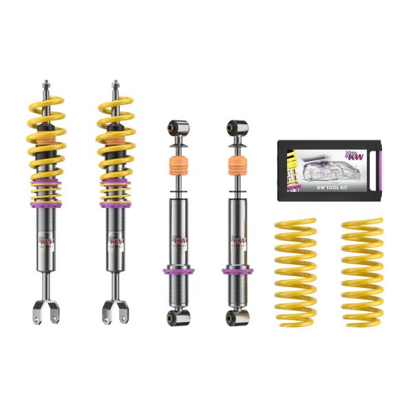 KW Gewindefahrwerk V1 inox – KW V1 für Audi A4 Quattro Typ B5, bis 1080 kg zul. VA-Last – Art.-Nr. 10210012