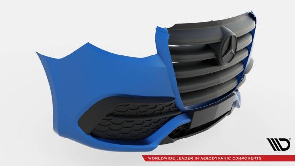 Maxton Design Front Stoßstange + Splitter für Mercedes-Benz Sprinter Mk3 schwarz Hochglanz