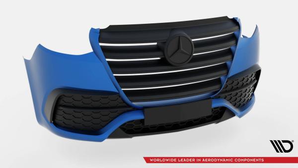 Maxton Design Front Stoßstange + Splitter für Mercedes-Benz Sprinter Mk3 schwarz Hochglanz