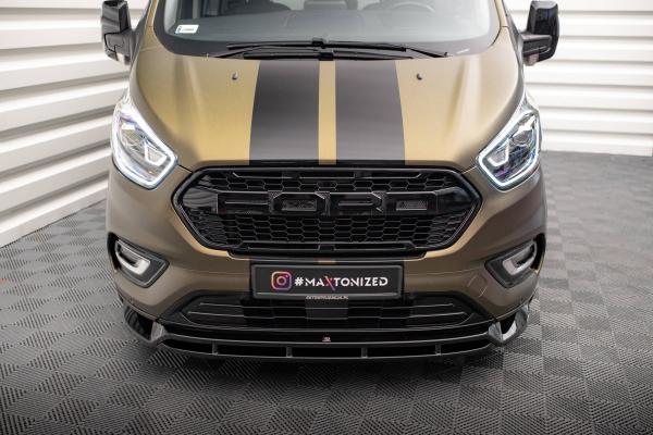 Maxton Design Front Ansatz V.2 für Ford Transit Custom Mk1 Facelift / Tourneo Custom Mk1 Facelift schwarz Hochglanz