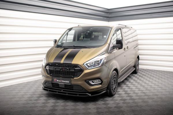 Maxton Design Front Ansatz V.2 für Ford Transit Custom Mk1 Facelift / Tourneo Custom Mk1 Facelift schwarz Hochglanz