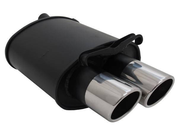 Novus Sportendschalldämpfer Gruppe N für Mercedes Benz SLK R170 (1996–2004) – 2x90 mm SR-Design Edelstahl-Endrohr versetzt, EG-Betriebserlaubnis