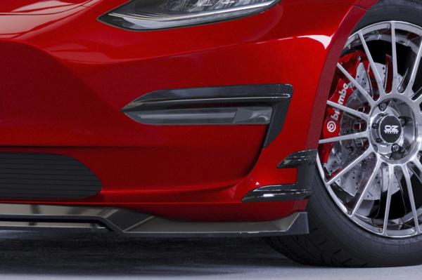 CSR Air Intake Blenden | Airintakes mit ABE für Tesla Model 3 AI031-L Lackierung erforderlich (schwarz matt)