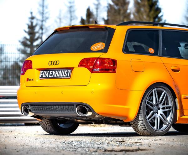 Fox Komplettanlage ab Kat 160x130 oval rechts/links für Audi RS4 B7 – Edelstahl, 70/2x55 mm, EG-Gutachten