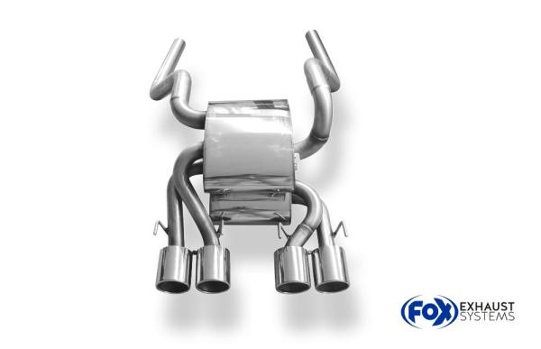 Fox Endschalldämpfer mittig 4x100 Typ 12 für Corvette C06 – Edelstahl, Rohr 63,5 mm, Teilegutachten