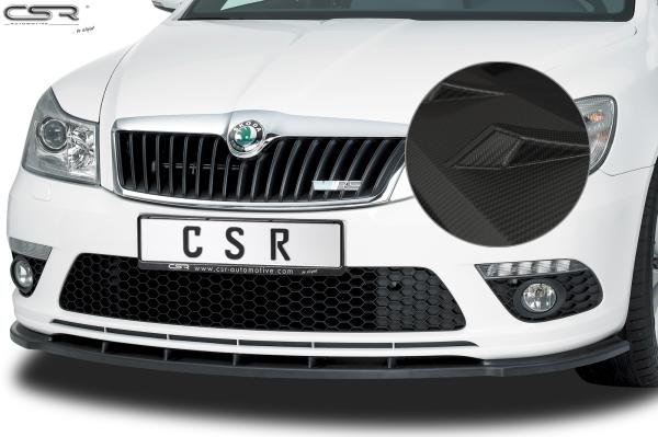 CSR Frontspoiler | Cup-Spoilerlippe mit ABE für Skoda Octavia II (1Z) RS CSL001-M Carbon Look matt strukturiert (keine Lackierung erforderlich)