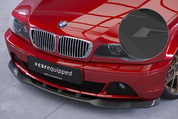 CSR Frontspoiler | Cup-Spoilerlippe mit ABE für BMW 3er E46 Coupe / Cabrio CSL073-S Strukturiert schwarz matt (keine Lackierung erforderlich)