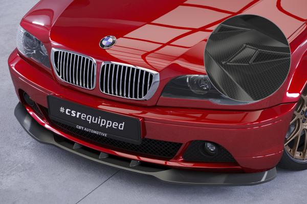 CSR Frontspoiler | Cup-Spoilerlippe mit ABE für BMW 3er E46 Coupe / Cabrio CSL073-C Carbon Look glänzend (keine Lackierung erforderlich)