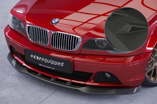 CSR Frontspoiler | Cup-Spoilerlippe mit ABE für BMW 3er E46 Coupe / Cabrio CSL073-M Carbon Look matt strukturiert (keine Lackierung erforderlich)