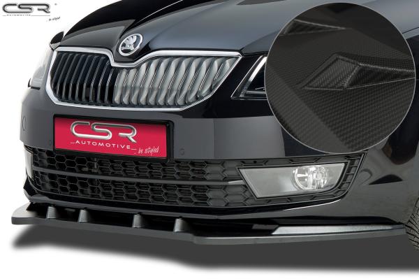 CSR Frontspoiler | Cup-Spoilerlippe mit ABE für Skoda Octavia 3 Typ 5E CSL134-M Carbon Look matt strukturiert (keine Lackierung erforderlich)