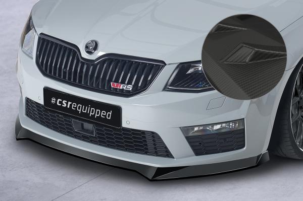 CSR Frontspoiler | Cup-Spoilerlippe mit ABE für Skoda Octavia 3 (Typ 5E) RS CSL150-M Carbon Look matt strukturiert (keine Lackierung erforderlich)