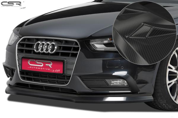 CSR Frontspoiler | Cup-Spoilerlippe mit ABE für Audi A4 B8 CSL176-C Carbon Look glänzend (keine Lackierung erforderlich)