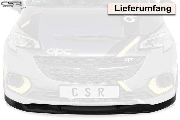 CSR Frontspoiler | Cup-Spoilerlippe mit ABE ABE für Opel Corsa E OPC CSL275-L schwarz matt (Lackierung erforderlich)