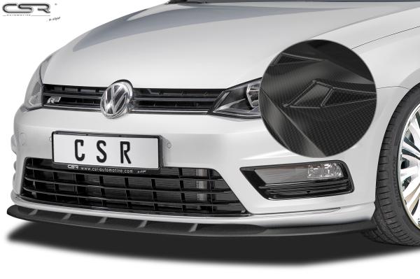 CSR Frontspoiler | Cup-Spoilerlippe mit ABE für VW Golf 7 R-Line CSL333-C Carbon Look glänzend (keine Lackierung erforderlich)