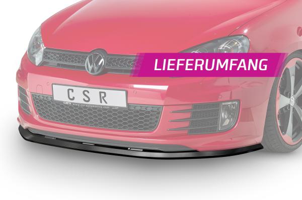 CSR Frontspoiler | Cup-Spoilerlippe mit ABE für VW Golf 6 GTI/GTD CSL339-S Strukturiert schwarz matt (keine Lackierung erforderlich)