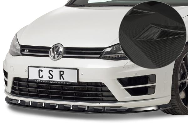 CSR Frontspoiler | Cup-Spoilerlippe mit ABE für VW Golf 7 R CSL340-M Carbon Look matt strukturiert (keine Lackierung erforderlich)