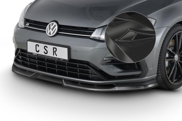 CSR Frontspoiler | Cup-Spoilerlippe mit ABE für VW Golf 7 R CSL346-C Carbon Look glänzend (keine Lackierung erforderlich)