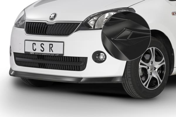 CSR Frontspoiler | Cup-Spoilerlippe mit ABE für Skoda Citigo CSL350-G Glossy schwarz glänzend (keine Lackierung erforderlich)