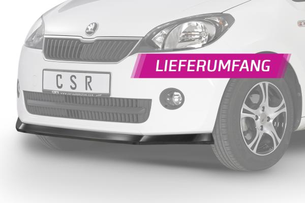 CSR Frontspoiler | Cup-Spoilerlippe mit ABE für Skoda Citigo CSL350-S Strukturiert schwarz matt (keine Lackierung erforderlich)