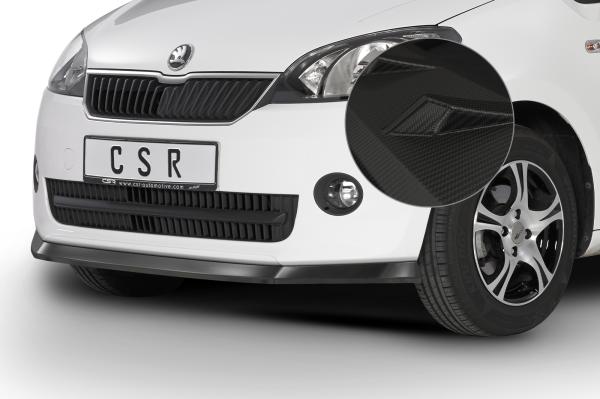 CSR Frontspoiler | Cup-Spoilerlippe mit ABE für Skoda Citigo CSL350-M Carbon Look matt strukturiert (keine Lackierung erforderlich)