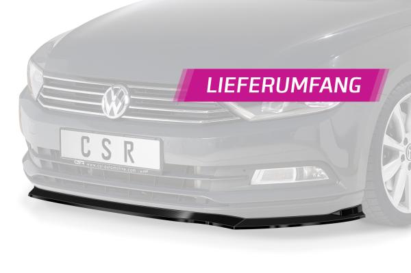 CSR Frontspoiler | Cup-Spoilerlippe mit ABE für VW Passat B8 Typ 3G CSL359-C Carbon Look Hochglanz (keine Lackierung erforderlich)