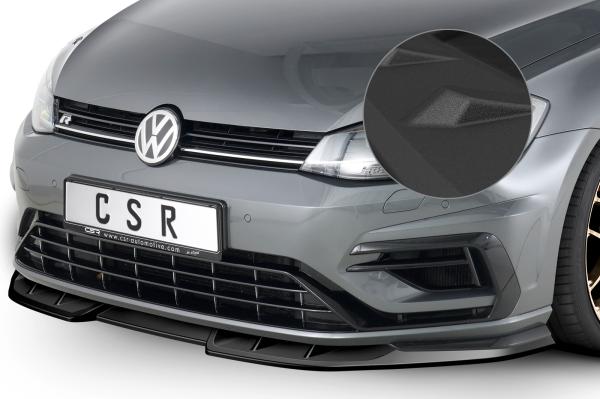 CSR Frontspoiler | Cup-Spoilerlippe mit ABE für VW Golf 7 R CSL373-S Strukturiert schwarz matt (keine Lackierung erforderlich)