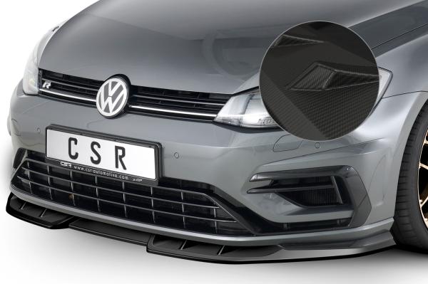 CSR Frontspoiler | Cup-Spoilerlippe mit ABE für VW Golf 7 R CSL373-M Carbon Look matt strukturiert (keine Lackierung erforderlich)