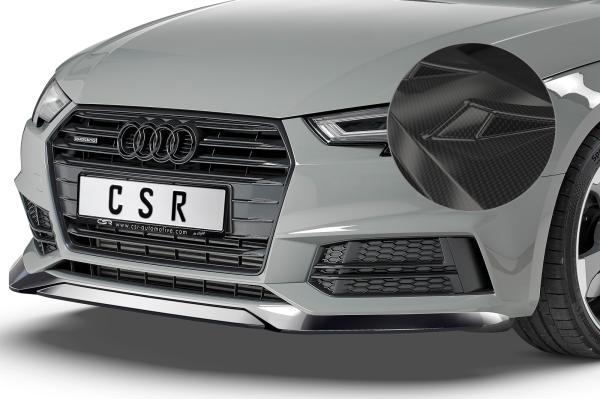CSR Frontspoiler | Cup-Spoilerlippe mit ABE für Audi A4 B9 8W S-Line / S4 B9 8W CSL376-C Carbon Look glänzend (keine Lackierung erforderlich)