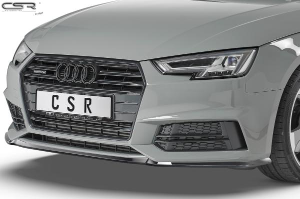 CSR Frontspoiler | Cup-Spoilerlippe mit ABE für Audi A4 B9 8W S-Line / S4 B9 8W CSL377-G Glossy schwarz glänzend (keine Lackierung erforderlich)