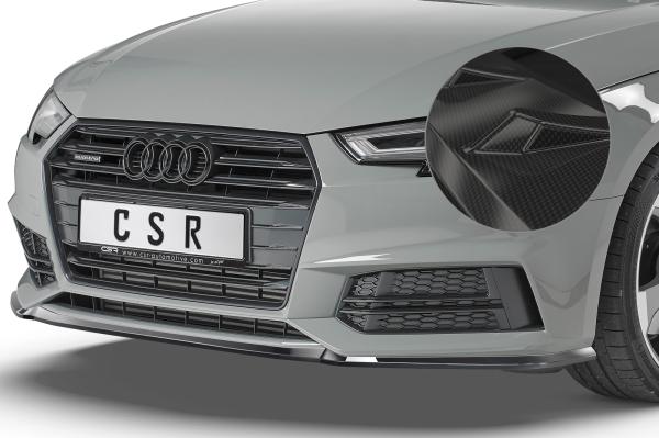 CSR Frontspoiler | Cup-Spoilerlippe mit ABE für Audi A4 B9 8W S-Line / S4 B9 8W CSL377-C Carbon Look glänzend (keine Lackierung erforderlich)