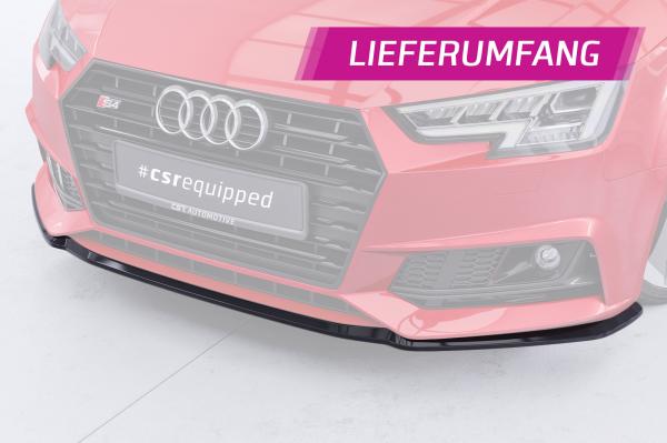 CSR Frontspoiler | Cup-Spoilerlippe mit ABE für Audi A4 B9 8W S-Line / S4 B9 8W CSL377-S schwarz matt strukturiert (keine Lackierung erforderlich)