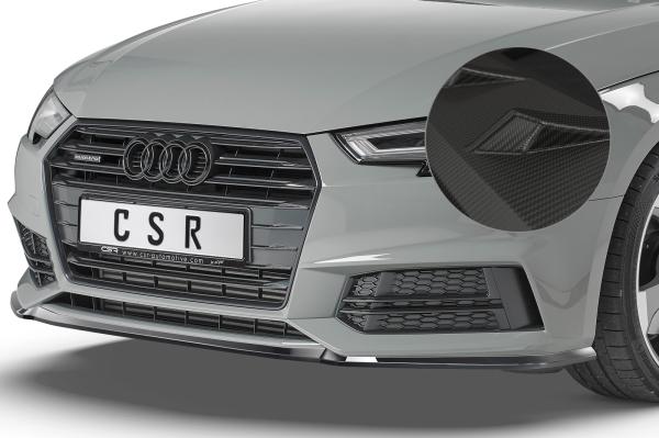 CSR Frontspoiler | Cup-Spoilerlippe mit ABE für Audi A4 B9 8W S-Line / S4 B9 8W CSL377-M Carbon Look matt strukturiert (keine Lackierung erforderlich)