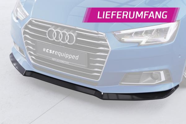 CSR Frontspoiler | Cup-Spoilerlippe mit ABE für Audi A4 B9 (Typ 8W) CSL388-L Lackierung erforderlich (schwarz matt)