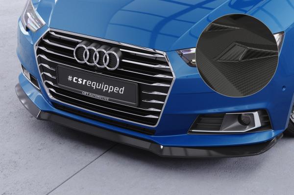 CSR Frontspoiler | Cup-Spoilerlippe mit ABE für Audi A4 B9 (Typ 8W) CSL388-M Carbon Look matt strukturiert (keine Lackierung erforderlich)