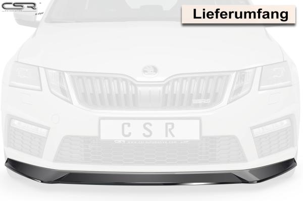 CSR Frontspoiler | Cup-Spoilerlippe mit ABE für Skoda Octavia III (5E) RS CSL389-M Carbon Look matt strukturiert (keine Lackierung erforderlich)