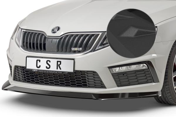 CSR Frontspoiler | Cup-Spoilerlippe mit ABE für Skoda Octavia III (5E) RS CSL389-S schwarz matt strukturiert (keine Lackierung erforderlich)