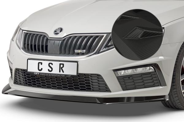 CSR Frontspoiler | Cup-Spoilerlippe mit ABE für Skoda Octavia III (5E) RS CSL389-M Carbon Look matt strukturiert (keine Lackierung erforderlich)