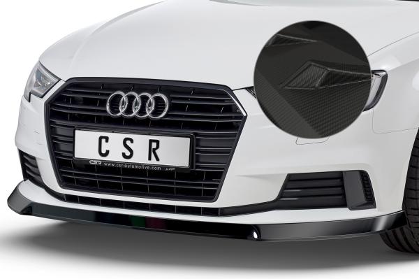 CSR Frontspoiler | Cup-Spoilerlippe mit ABE für Audi A3 8V CSL393-M Carbon Look matt strukturiert (keine Lackierung erforderlich)